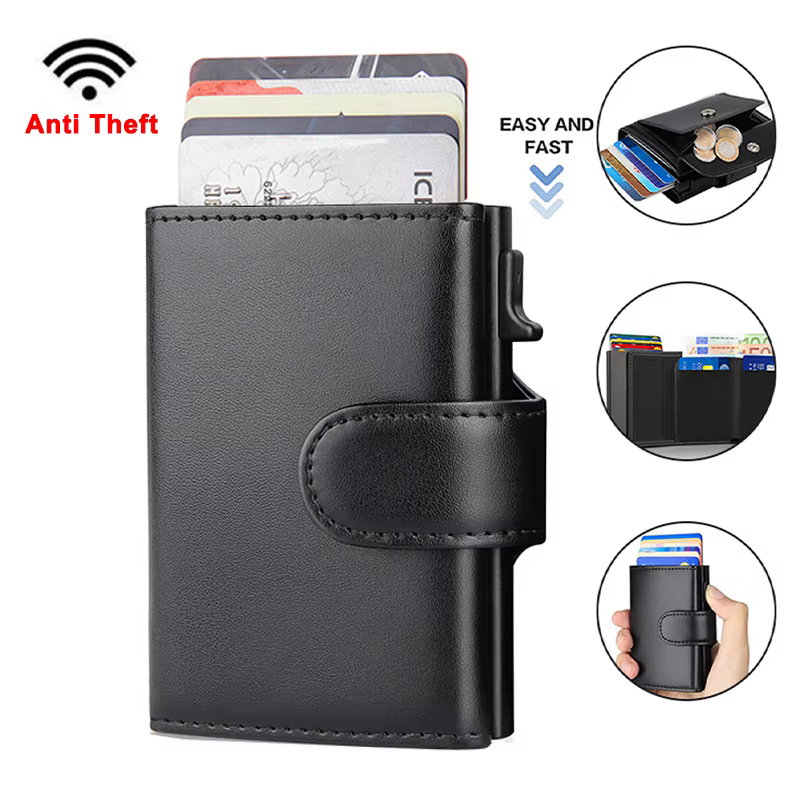 DIENQI Rfid microfibre cuir hommes portefeuilles porte-carte de crédit à trois volets portefeuille sacs d'argent