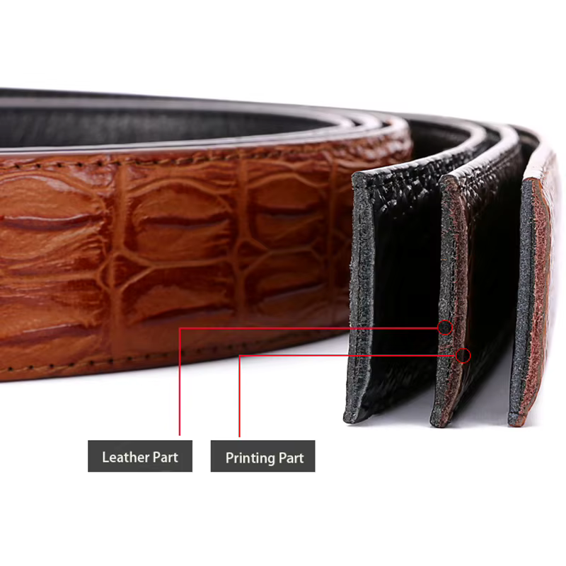 MYMC Ceinture en cuir de vachette double couche pour homme