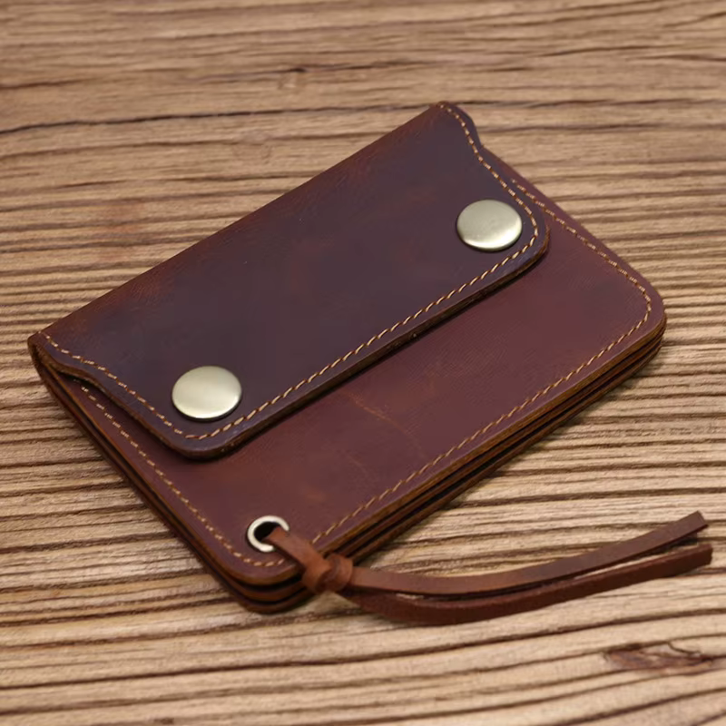 100% portefeuille en cuir véritable pour hommes marque masculine Vintage fait à la main court petit porte-monnaie