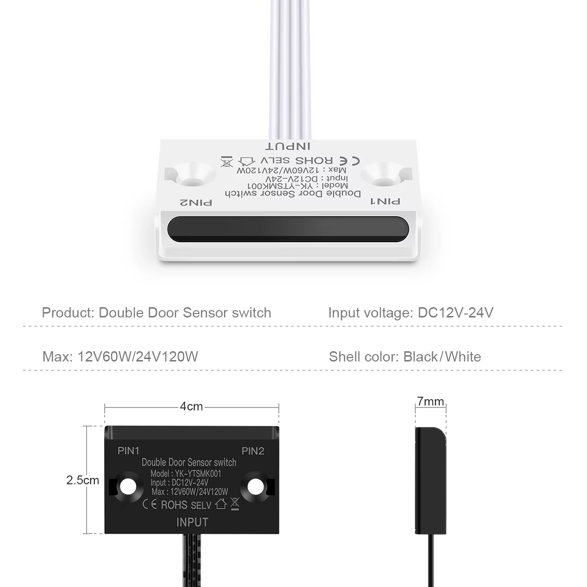 Joli d'éclairage à double porte ouverte, interrupteur à capteur de mouvement pour armoire de Cisco, bande LED, interface DC ou Dupont, 24V, 12V DC