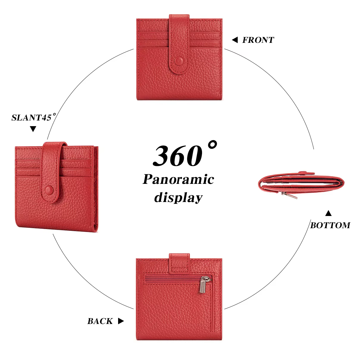 Portefeuille fin pour femme en cuir véritable