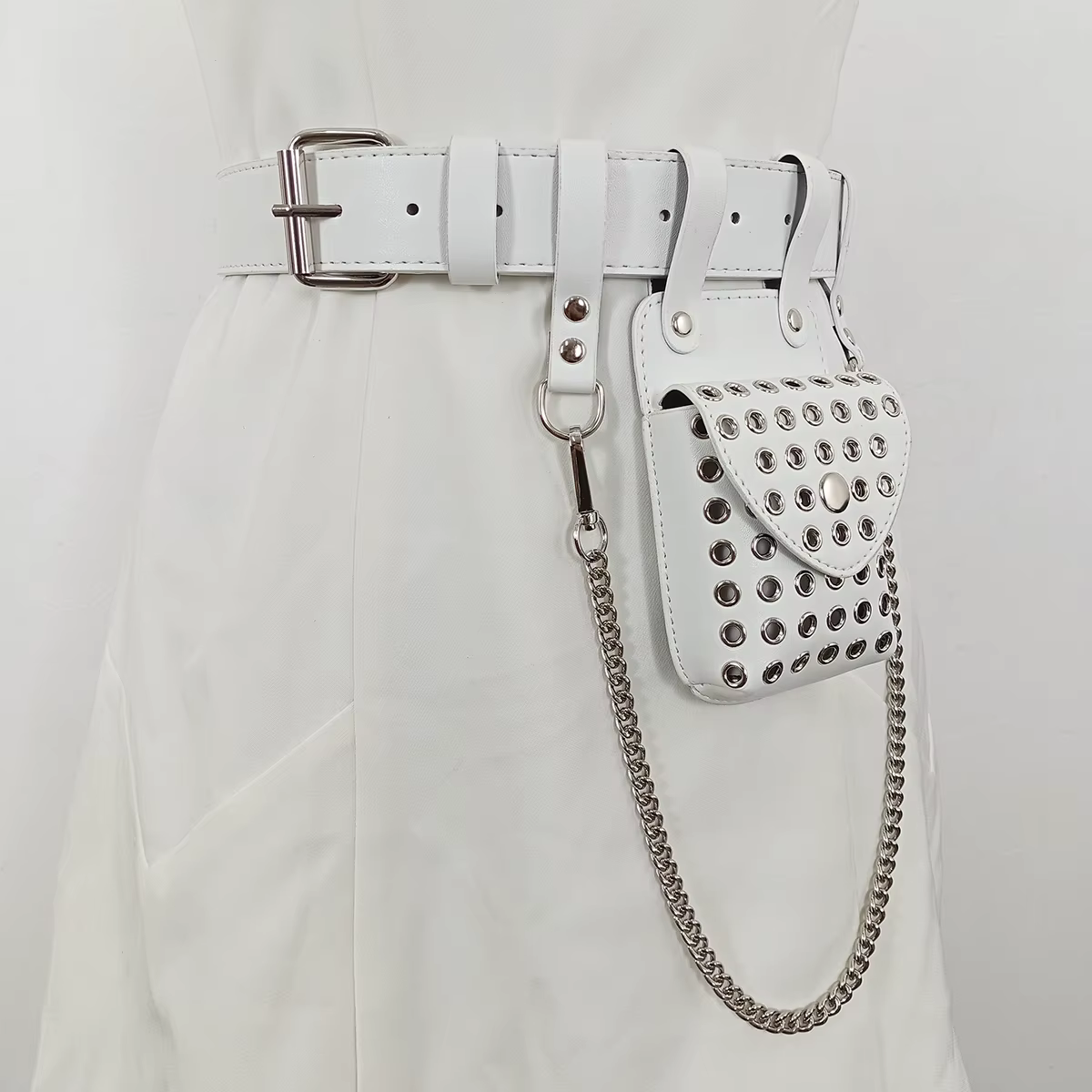 Mode Mini porte-monnaie multi-fonctionnel en cuir PU portefeuille argent ceinture sac Rivet petit multi-carte pochette pour femmes porte-carte