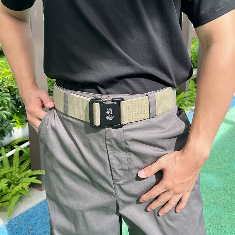 KOLBER 5cm Ceinture élastique hommes alliage d’aluminium boucle à dégagement rapide tactique en plein air