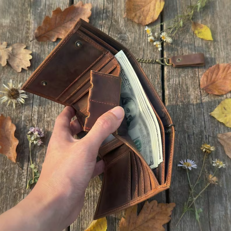 Portefeuille en cuir véritable personnalisé pour homme