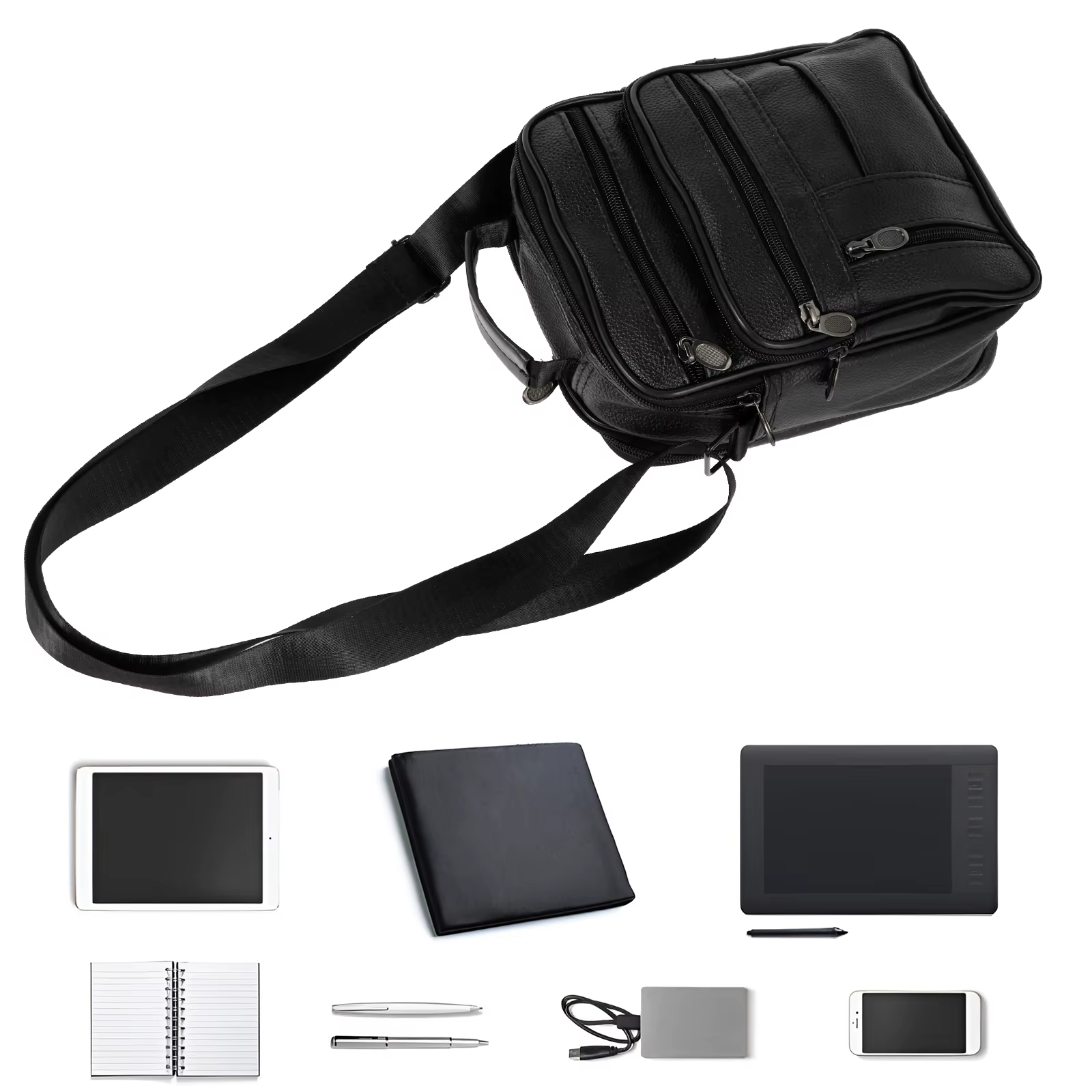 Sac à bandoulière en cuir pour hommes