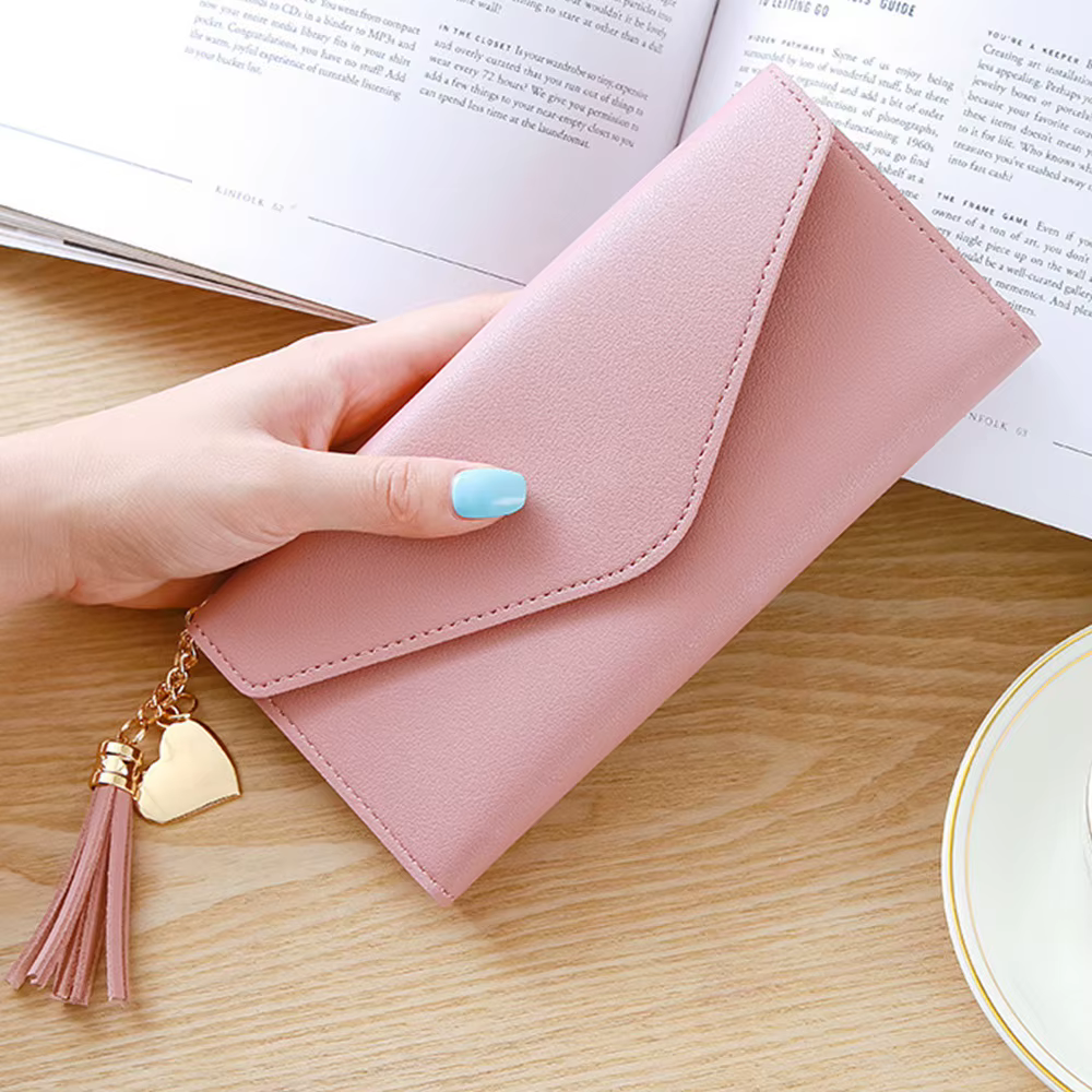 Portefeuille long en cuir PU pour femme