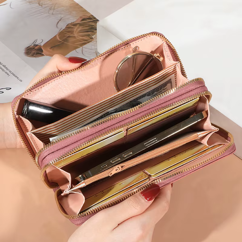 Portefeuille Long en cuir Pu pour femmes