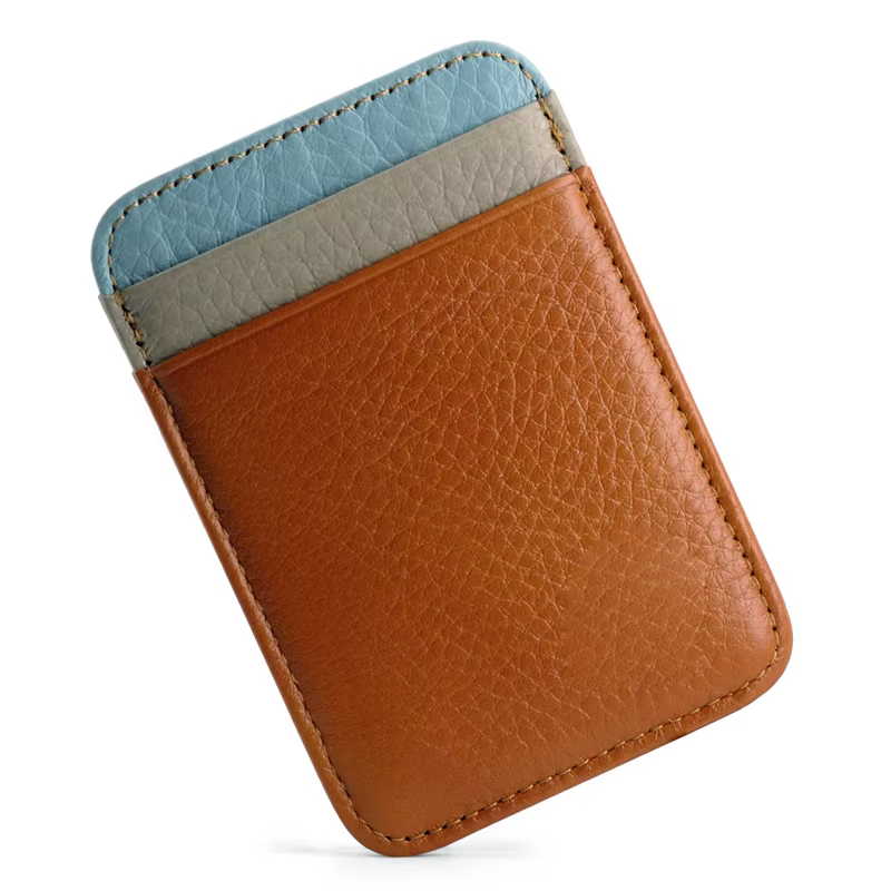 Mini portefeuille 100 % cuir véritable pour hommes – Porte-cartes de crédit/Bus fin avec poche pour identification