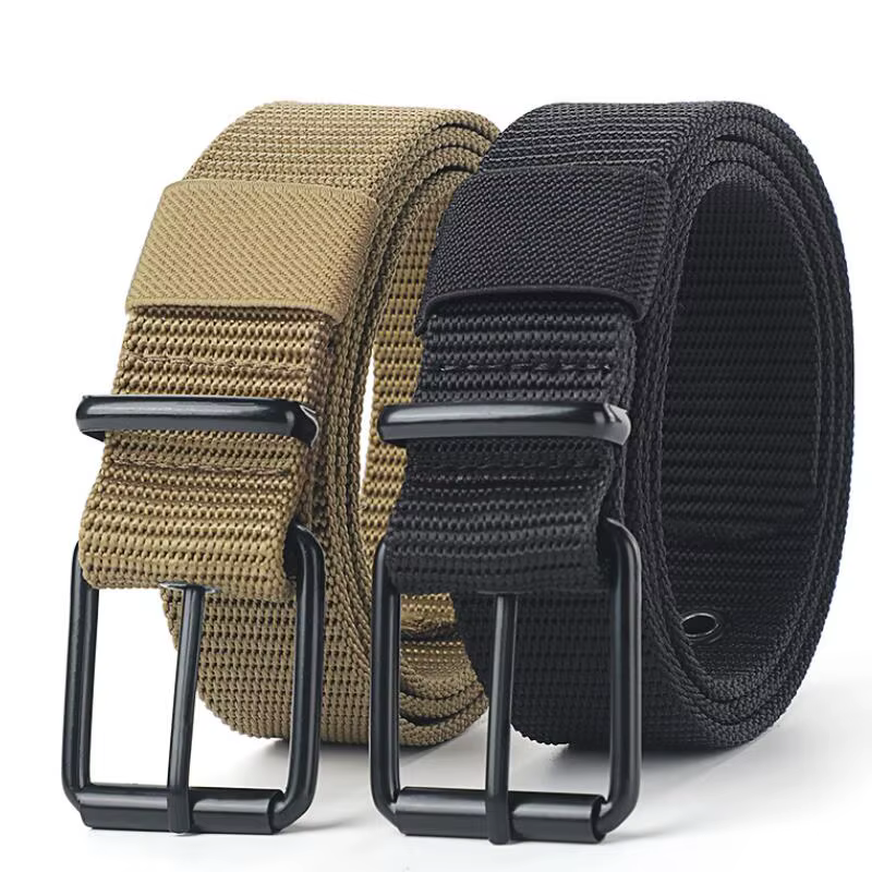Nouvelles ceintures en toile à boucle ardillon poreuse pour hommes
