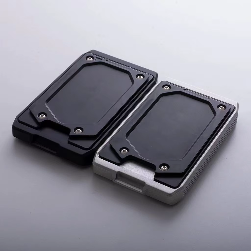 Mythfunction alliage d'aluminium portefeuilles hommes argent carte de crédit clé accessoires support mince rangement organisateur sacs à main noir Walet cadeau