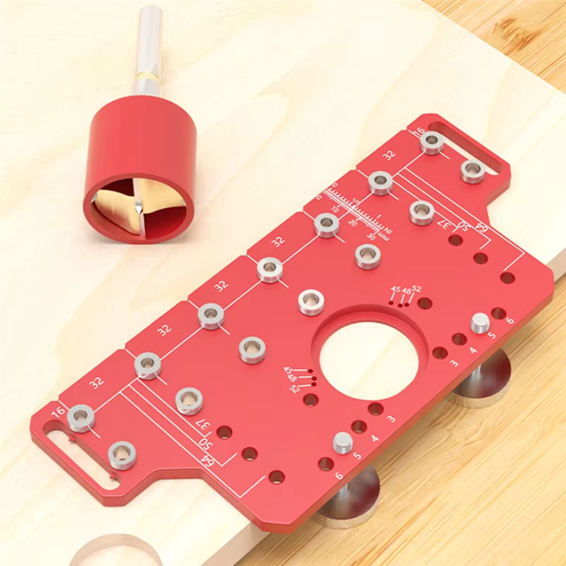 Gabarit de perçage de broche d'étagère de poignée de porte de BHBD-2In1, localisateur de perçage de charnière pour le travail du bois, gabarit de perforateur de trou de porte d'armoire à charnière