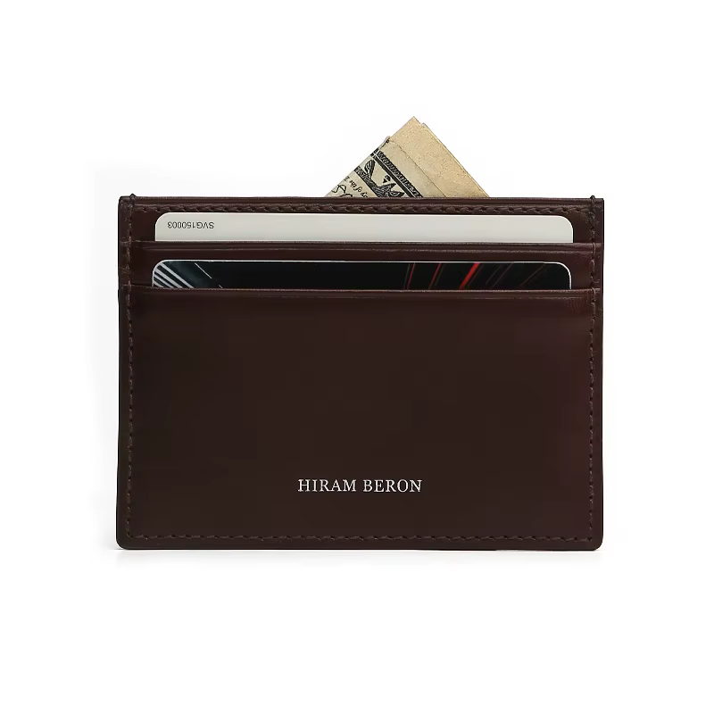 Porte-cartes en cuir italien monogrammé