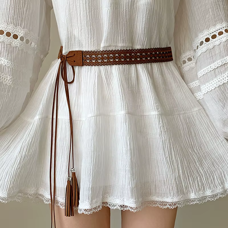 Ceinture large tressée pour femmes
