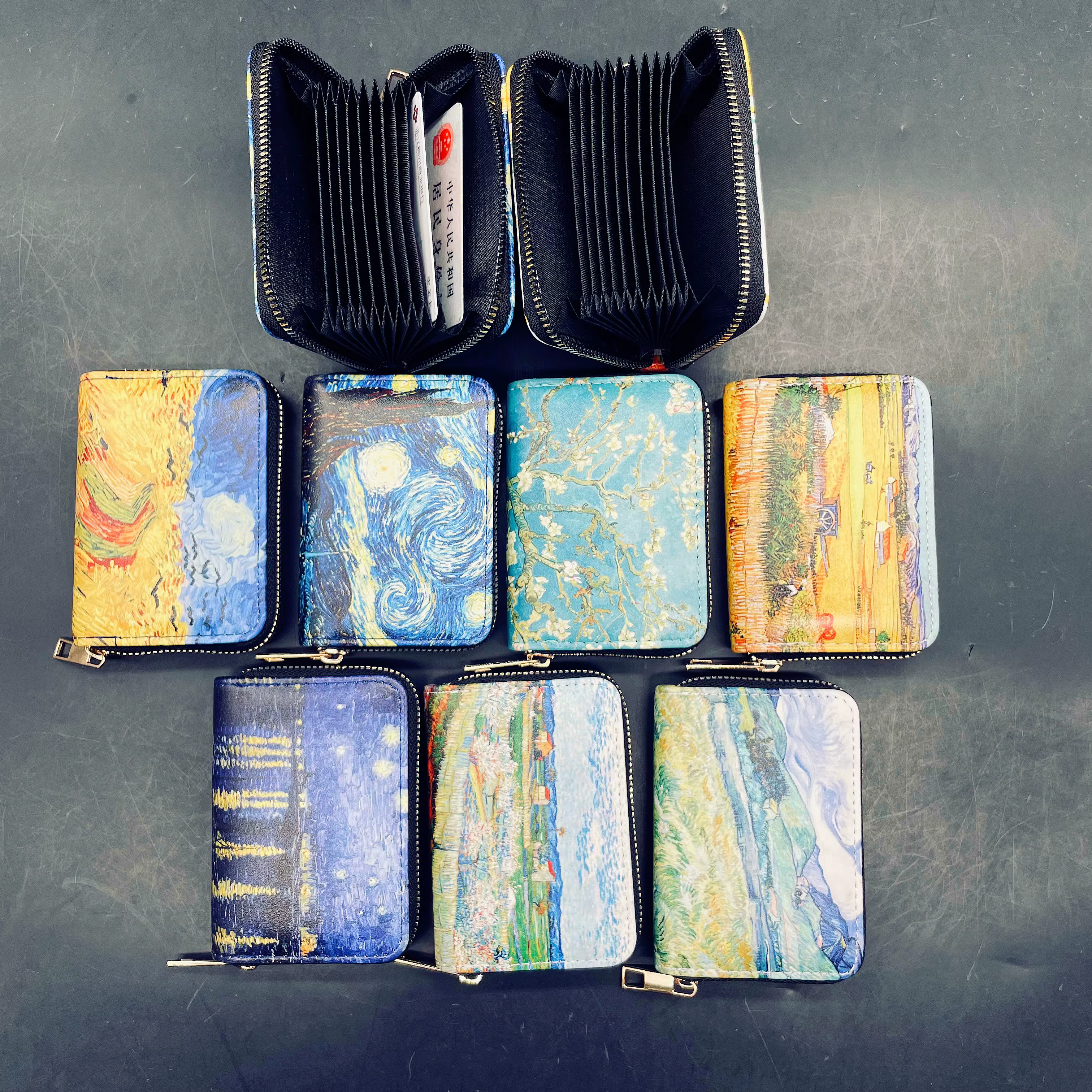 Vente chaude! Portefeuille porte-cartes Van Gogh Art – Cuir végétalien de qualité supérieure