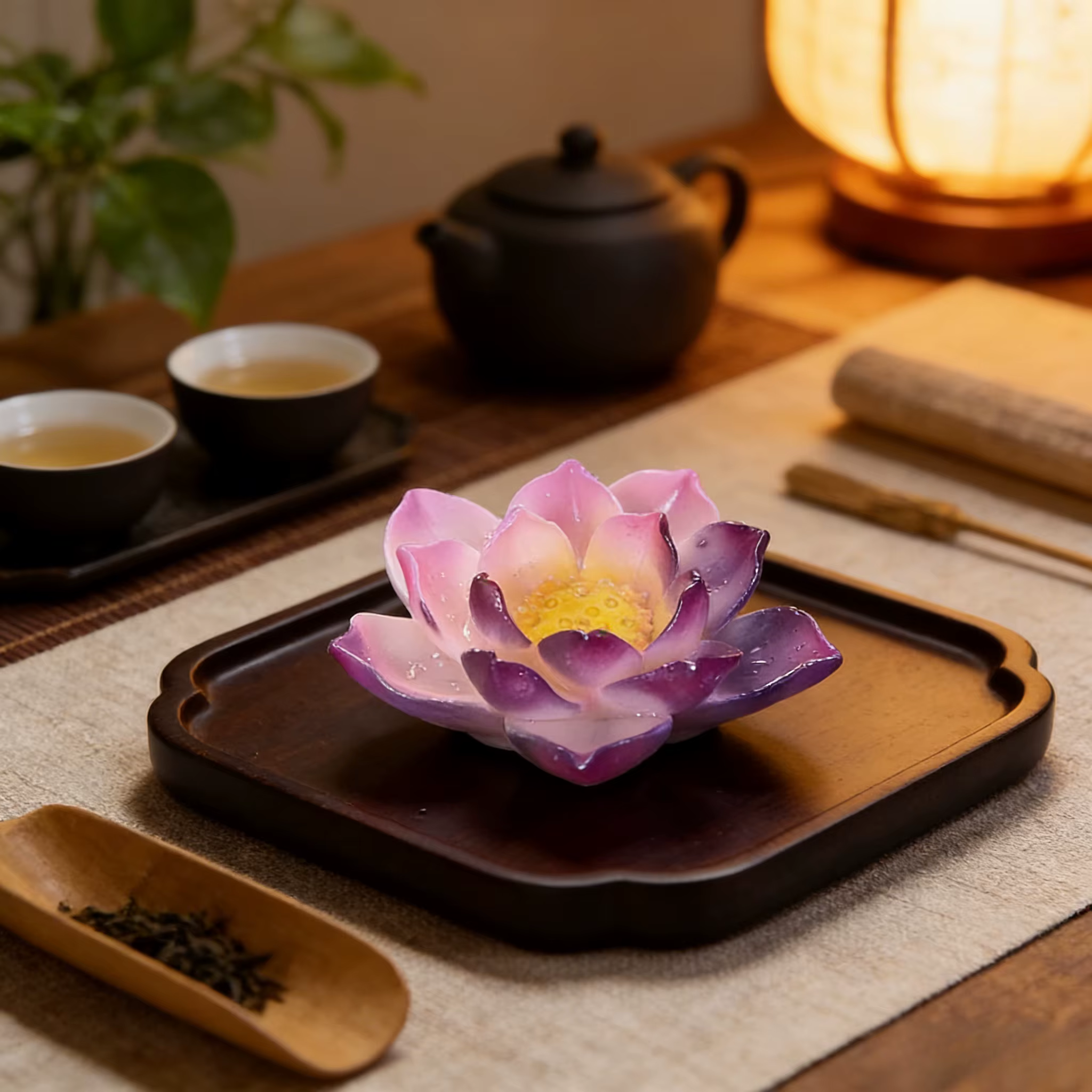 Figurine de thé en forme de lotus changeant de couleur, porte-bonheur, ornement Feng Shui pour le bureau et la maison, accessoires de cérémonie du thé, décoration, cadeau idéal