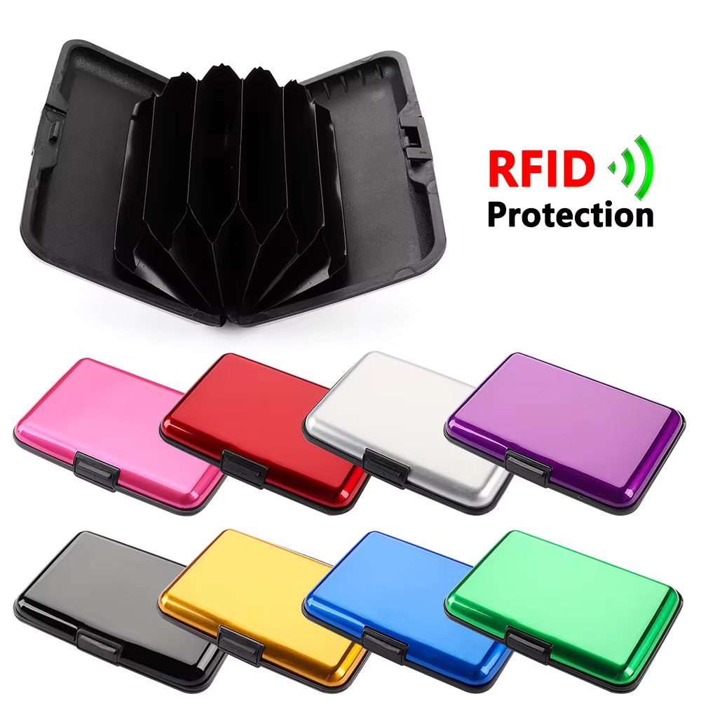 ANTI RFID bloquant le porte-carte de crédit porte-monnaie en aluminium métal étanche antivol portefeuille porte-cartes de visite pour hommes femmes
