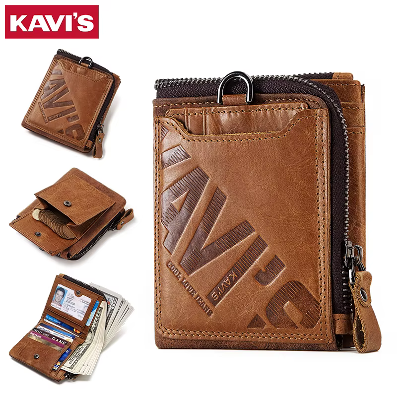 KAVIS Crazy Horse cuir hommes portefeuilles Vintage Cowboy voyage portefeuille porte-carte mode porte-monnaie pour femmes avec sac à cartes extensible