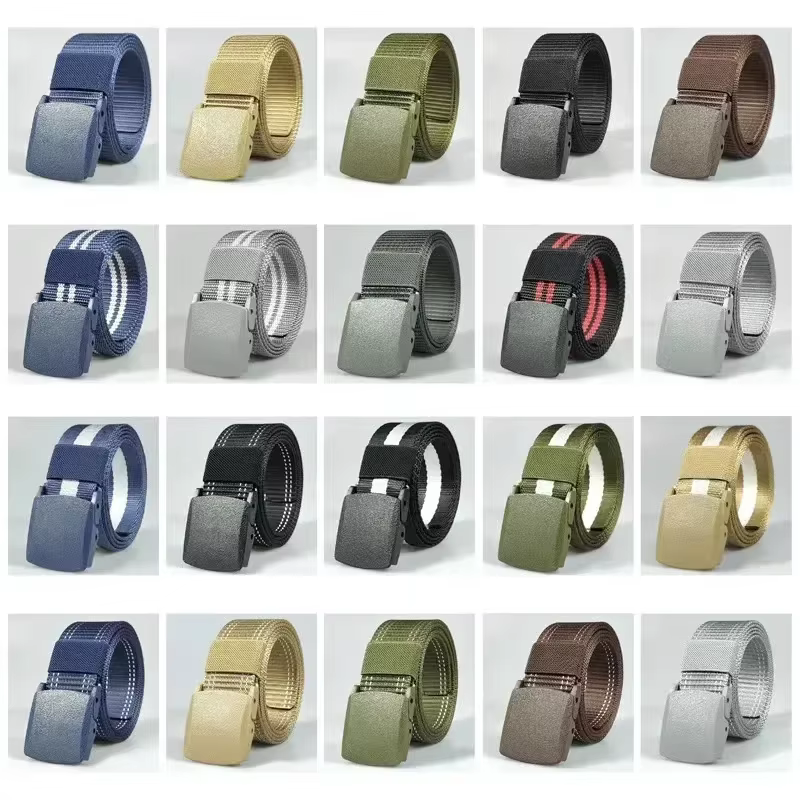 Ceinture en nylon à boucle automatique rouge pour hommes et femmes