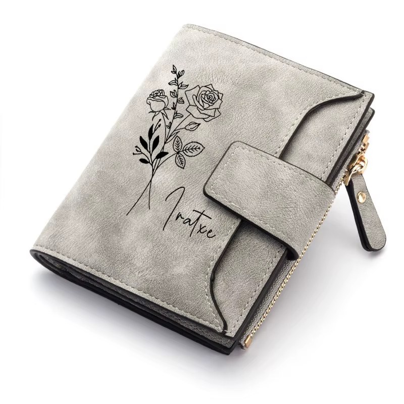 Portefeuille en cuir avec nom personnalisé pour femmes