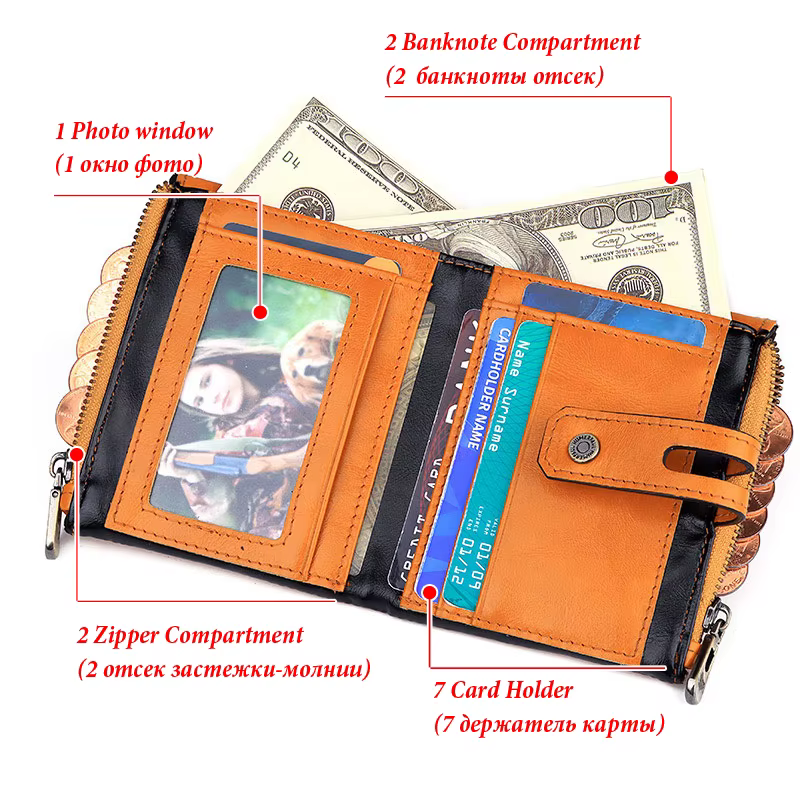 HUMERPAUL portefeuille en cuir véritable pour hommes mode qualité sac à main de voyage Rfid protéger porte-carte de