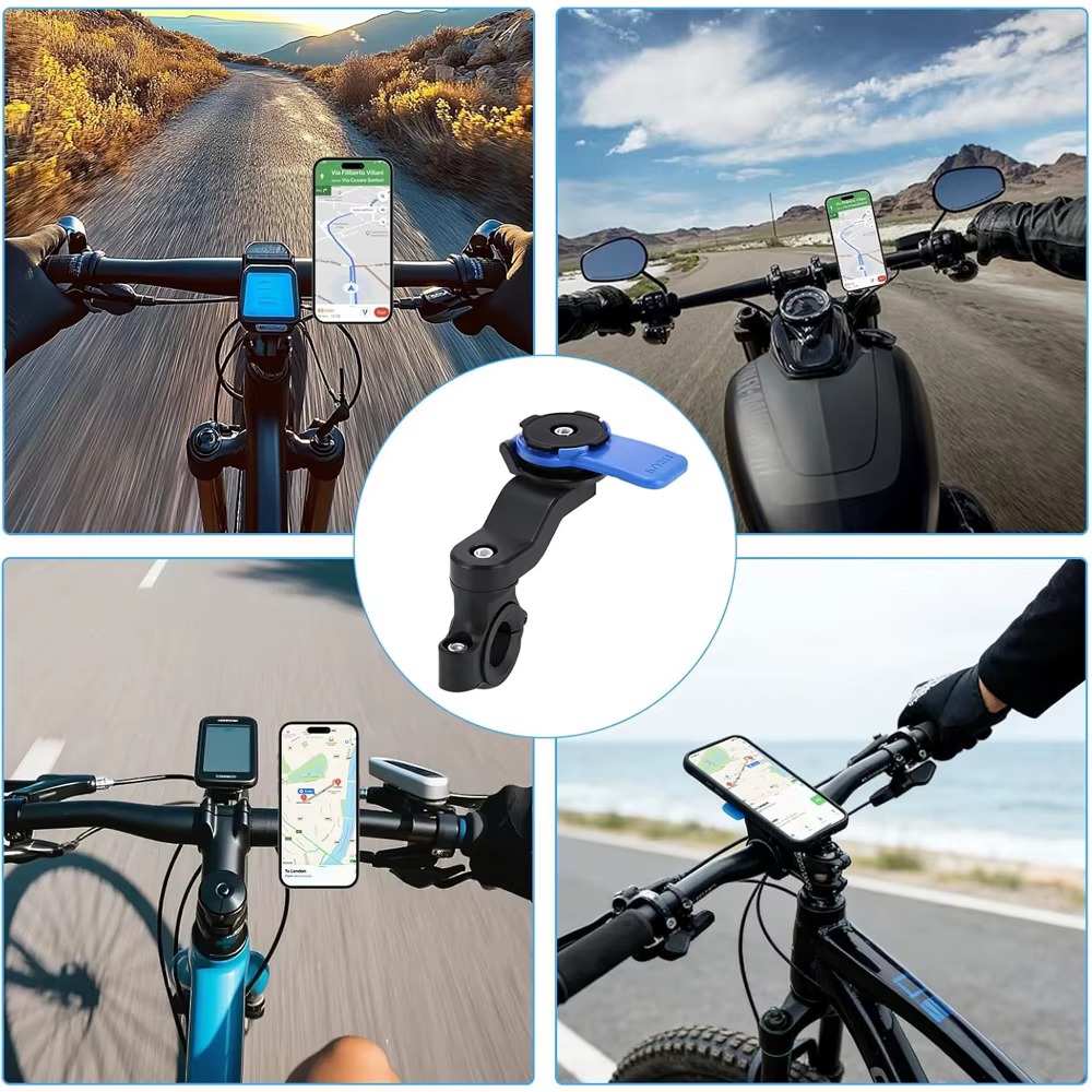 Support de téléphone pour moto, support de navigation pour vélo 360° ° Support de téléphone universel rotatif pour vélo, détachable et réglable.