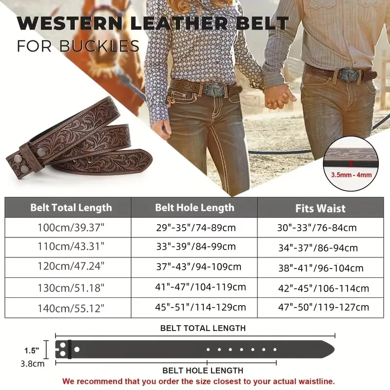 Ceinture en cuir véritable sans boucle