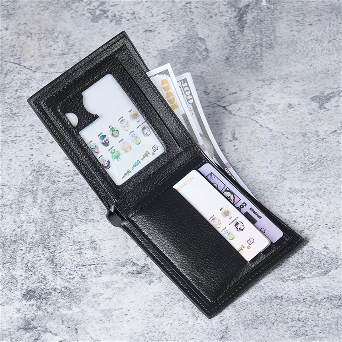 Portefeuille court en cuir souple pour hommes