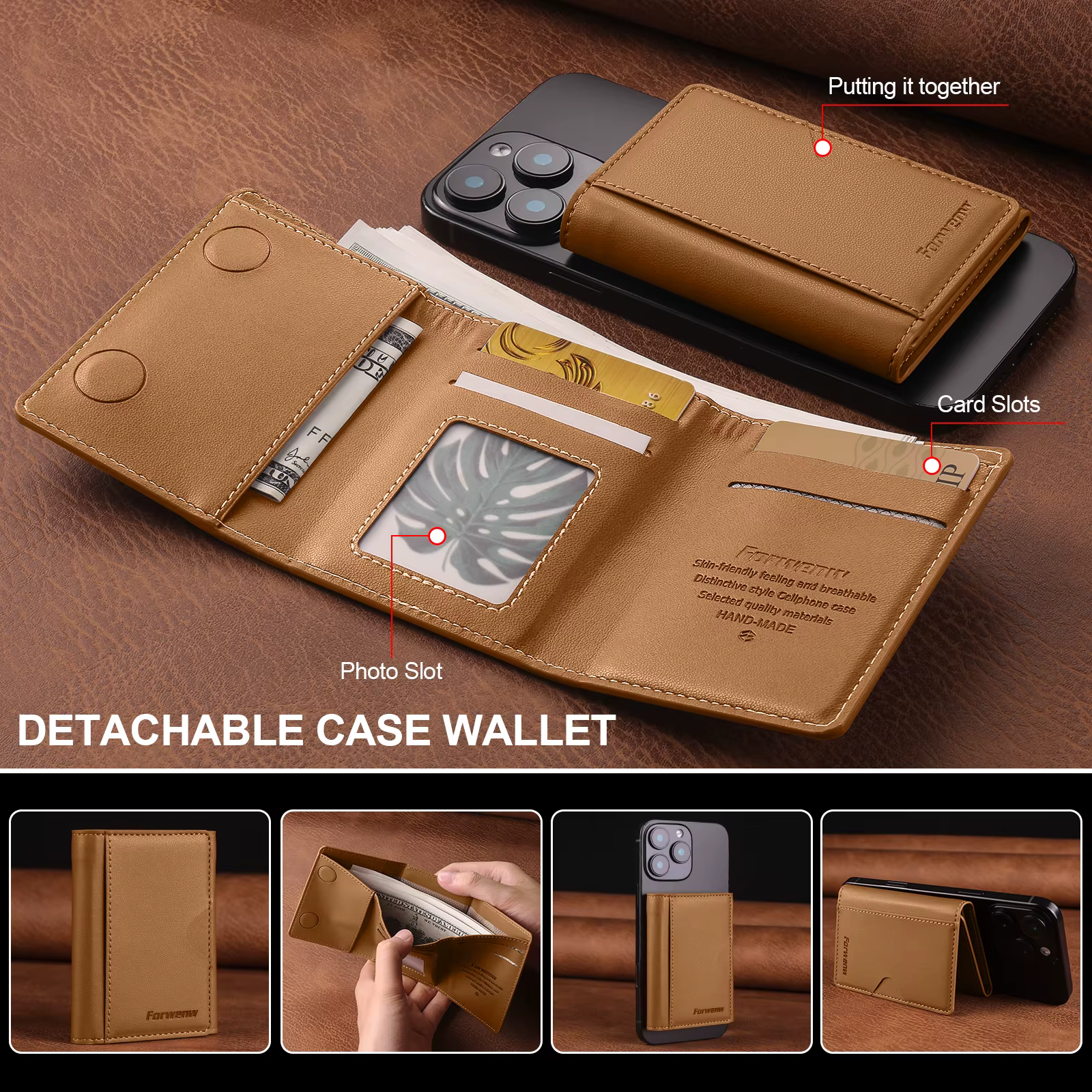 Étui portefeuille en cuir pour cartes d'affaires