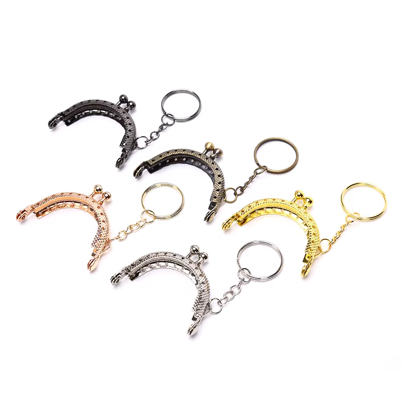 Porte-monnaie 5cm, cadre métallique avec porte-clés