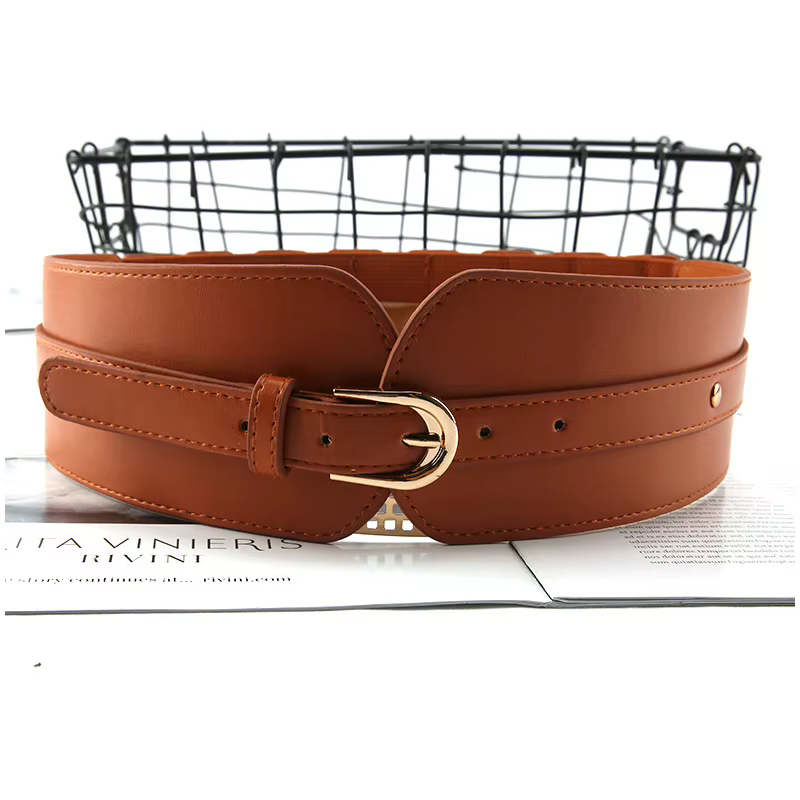 Ceinture Corset large en cuir PU pour femmes, couleur unie, rétro, élastique, slim, robe, manteau, bandage décoratif
