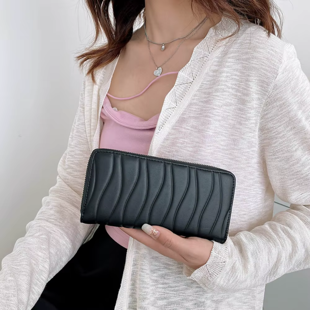 Femmes Long portefeuille mode porte-monnaie sac à main fermeture éclair polyvalent grande capacité