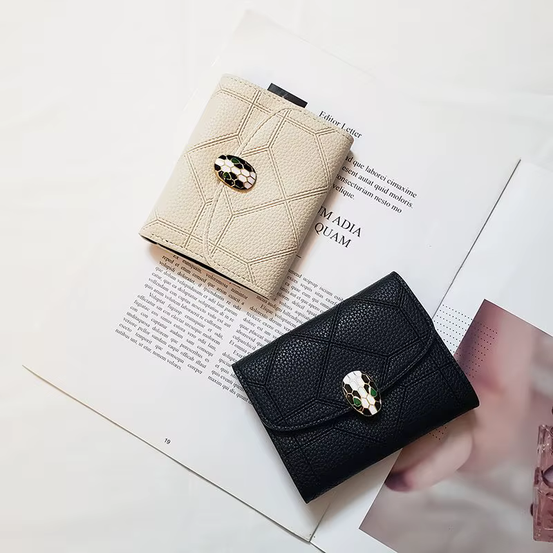 Nouveau portefeuille Snakehead pour femme, court, à trois volets, vertical, personnalisable, mini-portefeuille, petit porte-cartes frais, antivol