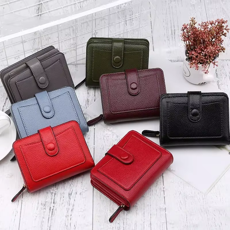 Mini porte-monnaie en cuir avec moraillon pour femme