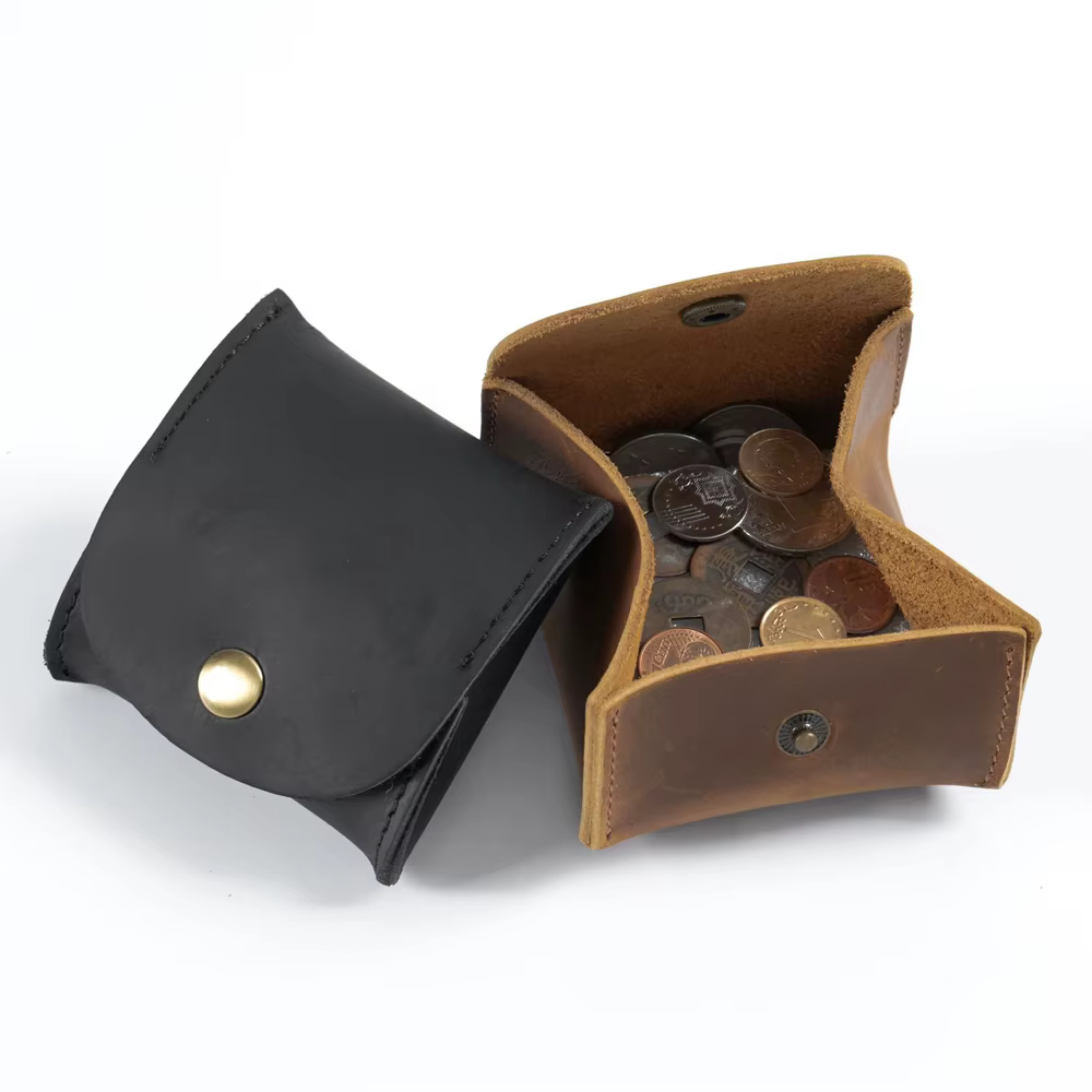 Portefeuille en cuir à fermeture à pression