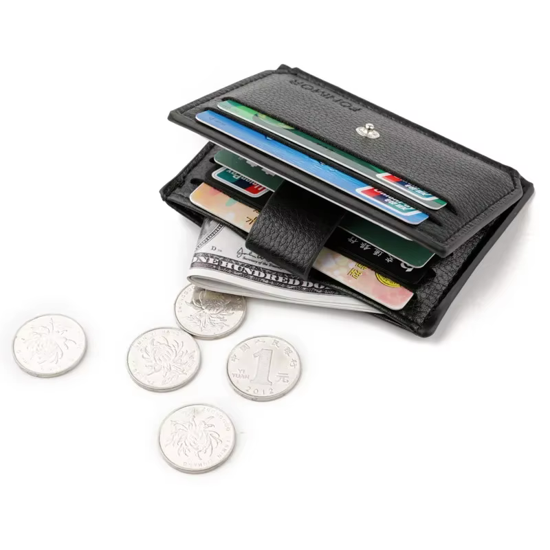 Porte-monnaie mince en cuir PU pour femmes et hommes