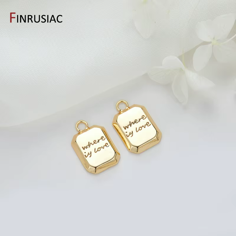 Étiquette porte-bonheur plaquée or 14 carats, pendentif de marque Kpop Hip-Pop, composant de fabrication de bijoux de luxe à la mode