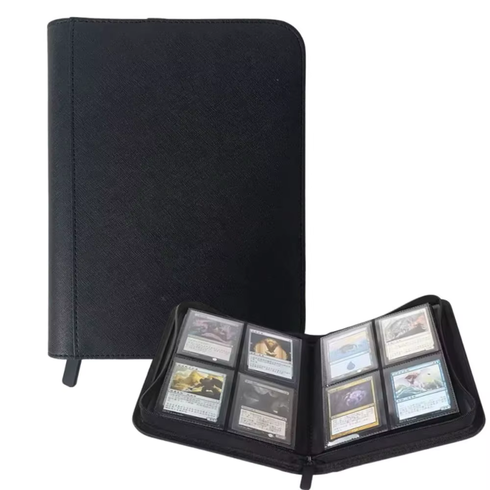 Classeur à cartes à 4 poches, 160 fentes pour cartes, porte-cartes à collectionner, livre, couverture en PU, fermeture à glissière, dossier de cartes à chargement latéral, Album