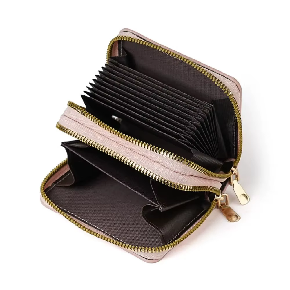 Portefeuille court pour femme à double fermeture éclair
