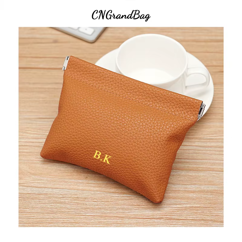 Mini portefeuille monogramme pour femme avec ouverture et fermeture en shnel, poche à monnaie lourde, sac à monnaie, clé de voiture, carte bancaire, rouge à lèvres