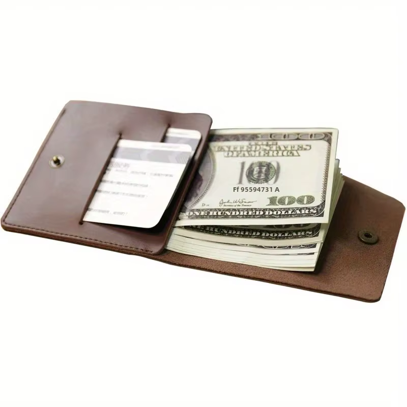 1 PC rétro minimaliste à deux volets en cuir porte-cartes pour hommes et femmes envelopper porte-carte de crédit Porte Carte portefeuille