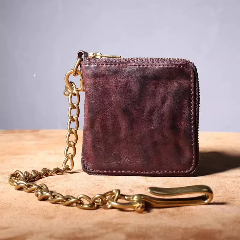 Portefeuille à chaîne en cuir de vache pour hommes