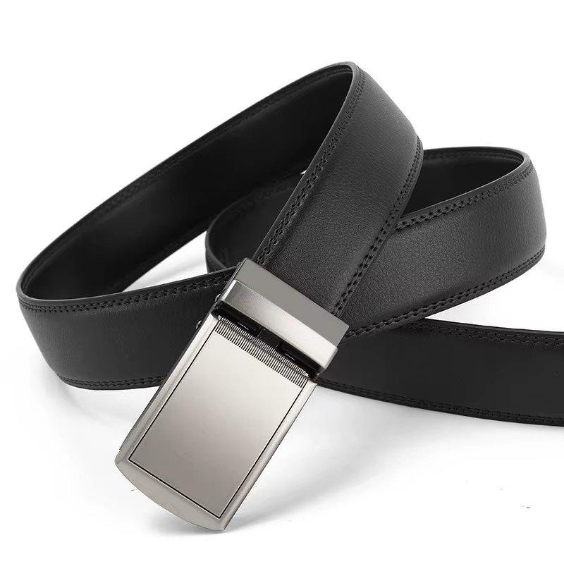 Ceinture en cuir de luxe de couleur unie pour homme