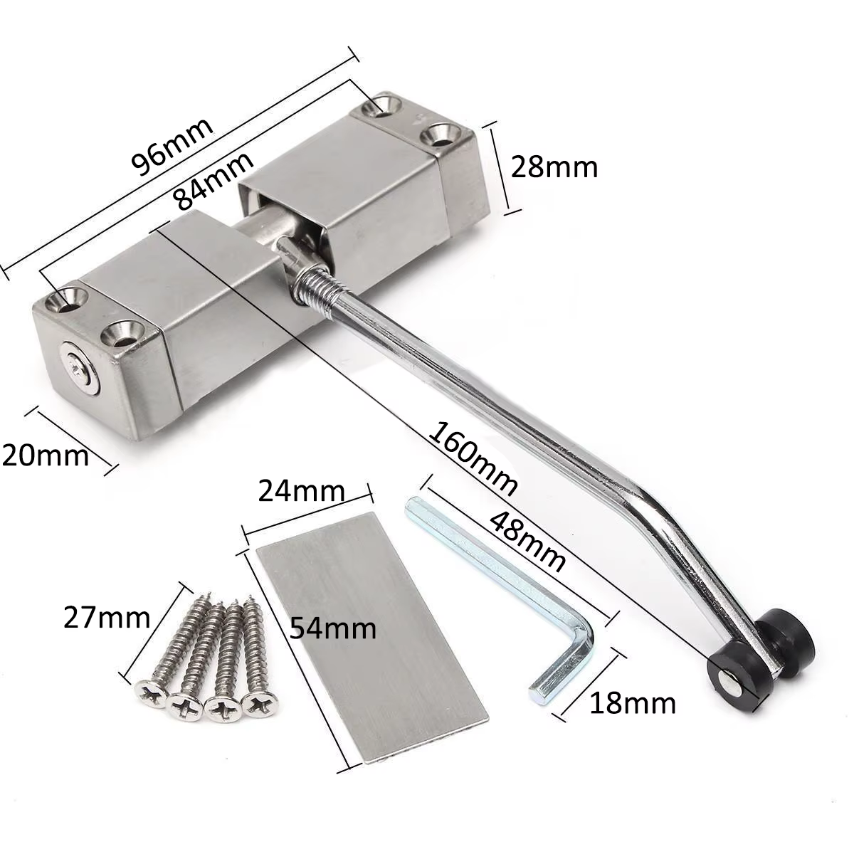 Ferme-porte automatique en acier inoxydable, dispositif de fermeture de porte à ressort réglable quincaillerie de porte de meubles