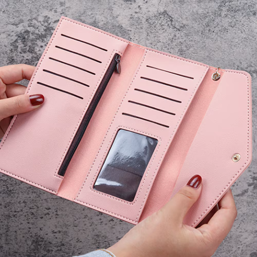 Portefeuille long en cuir PU pour femme