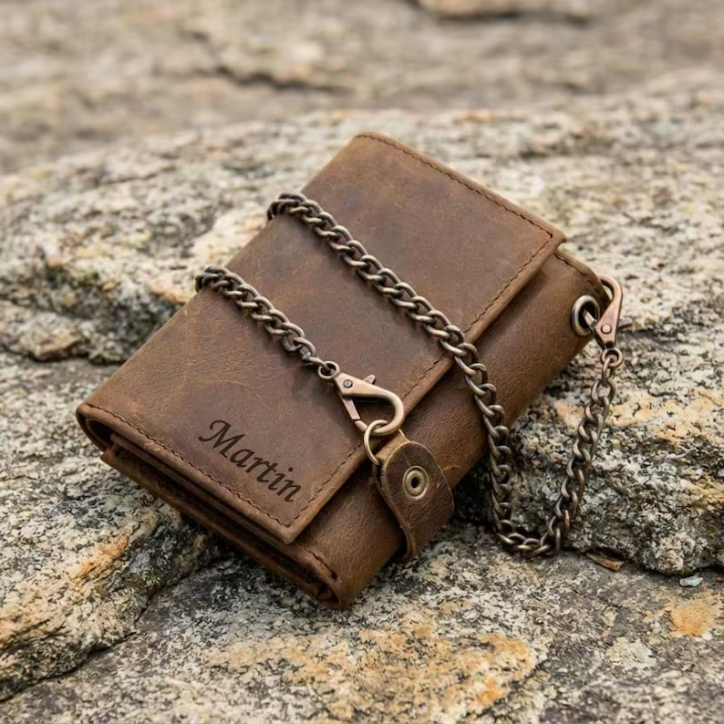 Portefeuille en cuir véritable personnalisé pour homme