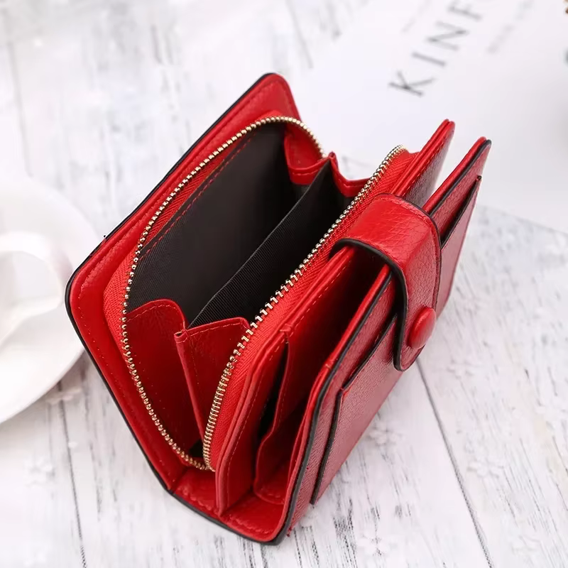 Mini porte-monnaie en cuir avec moraillon pour femme