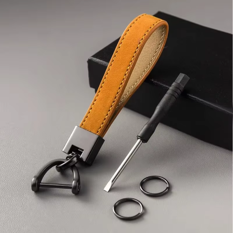 Porte-clés de voiture en cuir véritable de luxe