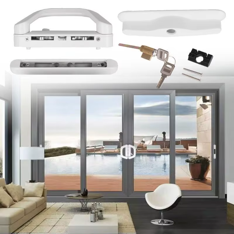 Ensemble de poignées de porte coulissante de Patio, pour porte en verre de balcon, serrure à clé simple face, remplacement complet, matériel Durable et durable