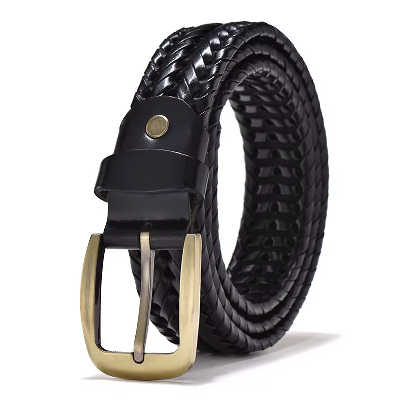 Ceintures tressées en cuir véritable pour hommes