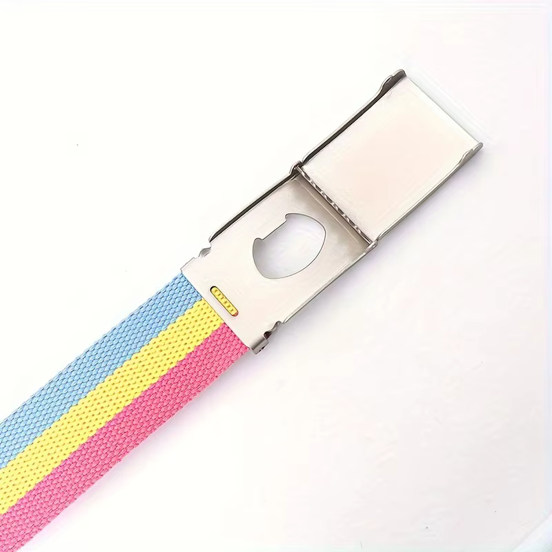 Ceinture en toile Rainbow Pride avec boucle carrée – Polyvalente et élégante pour les jeans